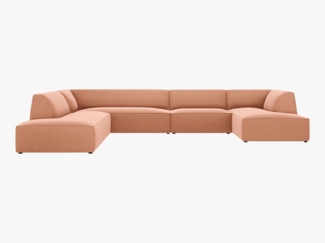 Micadoni Panorama-Ecksofa Ruby 7-Sitzer Links Samt Salvador Rosa