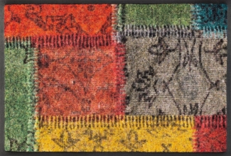 wash+dry by Kleen-Tex Fußmatte Vintage Patches, rechteckig, Höhe: 7 mm, Schmutzfangmatte, modernes Patchwork Design, rutschhemmend, waschbar