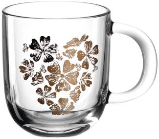 Leonardo Tasse EMOZIONE Blumenherz, Kaffeetasse, Becher, Henkelglas, Glas, Mehrfarbig, 300 ml, 046448