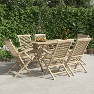 vidaXL Gartenstühle 6 Stk. Klappbar Grau 56x61x89 cm Massivholz Teak 3155071