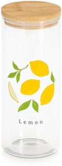 ZELLER 19659 Vorratsglas LEMON 1150 ml, Glas/Bambus, ca. Ø 9 x 22,5 cm