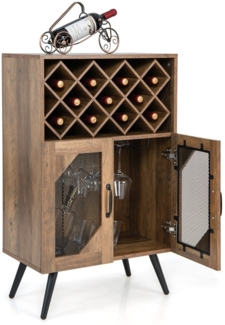 Vintage Weinschrank mit Abnehmbarem Weinregal Barschrank für 11 Weinflaschen & 9 Weingläser Braun
