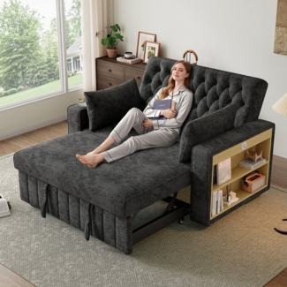 i@home Schlafsofa Doppelsitzer-Sofa, Klappsofa, platzsparende Couch, mit Stauraum und Schlaffunktion, Getränkehalter, USB-Ladeanschluss