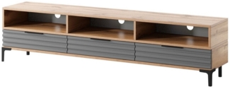 Selsey TV-Schrank RIKKE TV-Lowboard mit 6 Fächern, Kabeldurchlässen, Lamellenfronten, 160 cm