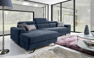 Ecksofa Schlafsofa PAZZO Polyesterstoff Blau Ottomane Links