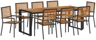 vidaXL Garten Essgruppe 9 pcs Schwarz und Holz Poly-Rattan 3365487