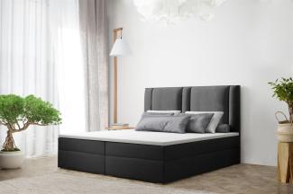 Boxspringbett Schlafzimmerbett CANDELA 160x200cm in Kunstleder Anthrazit