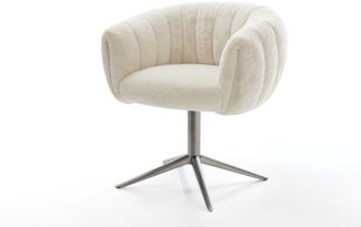 Drehstuhl Jada-Flex Plüsch Creme-Weiß Fußkreuz Graphit 360° drehbar Wippfunktion Taschenfederkern