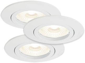 3er Set LED Einbaustrahler, Metall weiß, D 8,2 cm, KANT