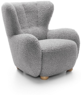 Goldstoff Sessel HUGSY Relaxsessel Boucle mit hoher Rückenlehne – Skandi & Boho Stil (Einzelsessel, Loungesessel), mit Relaxfunktion