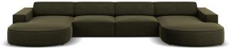 Micadoni 6-Sitzer Samtstoff Panorama Sofa rund Jodie | Bezug Green | Beinfarbe Black Plastic