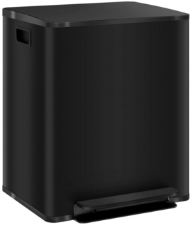 HOMCOM Mülleimer 2 x 25L mit Deckel Fußpedal, für Wohnzimmer, Büro, Edelstahl, 47,7 x 37,5 x 56 cm