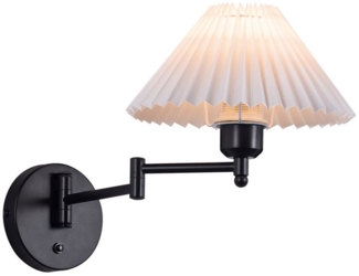 ZMH Wandleuchte Innen Weiß Stoff E27 Retro Lampenschirm für Schlafzimmer Treppenhaus, Max. 40W Einfache Installation, ohne Leuchtmittel, Schwenkbar 180° Wandbeleuchtung Flurlampe Treppenhaus Büro