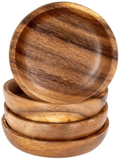 Levandeo® Dekoteller, 4er Set Runde Teller Akazie Ø10cm Holzteller Snackteller Dekoteller