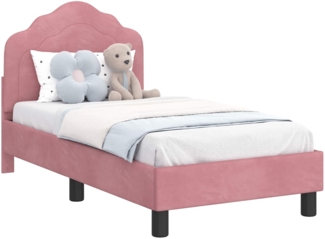 vidaXL Kinderbettgestell mit Kopfteil Rosa 70x140 cm Samt 42010932