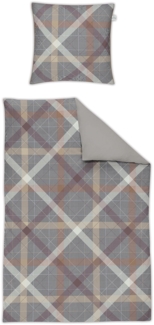Irisette Juwel Mako-Satin Bettwäsche 155x220 Karo grau silber Wende 8839-11