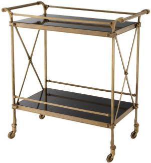 Casa Padrino Luxus Servierwagen Vintage Messingfarben / Schwarz 85 x 46 x H. 88 cm - Hotel Restaurant Gastronomie Trolley