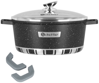 Scheffler Suppentopf 4/6/8/10/12,5/15 L Topf Induktions Antihaft Kochtopf mit Glasdeckel, Aluminium (für alle Herdarten), induktionsgeeignet