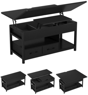 MSMASK Couchtisch 3-in-1-Multifunktions-Wohnzimmertisch mit 2 Schubladen, Kaffeetisch, Versteckte Aufbewahrung, 50T x 100B x 50H cm