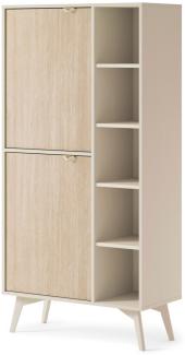 Regalschrank Stauraumschrank Forest 80x38x160cm beige Herringbone Skandi