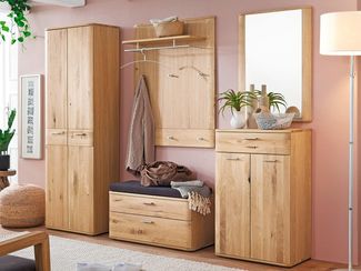 Garderoben-Set >Nilo< in Eiche Bianco aus Metall - 240x197x38cm (BxHxT)