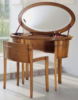 Casa Padrino Luxus Biedermeier Schminkkonsole mit Stuhl Braun / Weiß - Schlafzimmer Möbel - Hotel Möbel - Luxus Qualität - Made in Italy