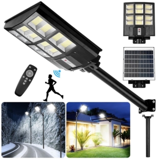 Rosnek LED Außen-Wandleuchte Solar, Bewegungsmelder, Wasserdicht, für Parkplatz Basketballplatz, Weiß(6500K), 40000-80000lm, Fernsteuerung, Garage Hof Deko