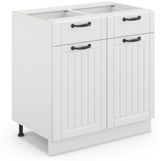 Küchenunterschrank Fame-Line Weiß Landhaus 80 cm ohne Arbeitsplatte Vicco