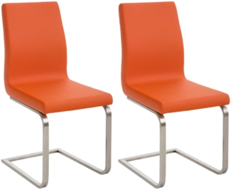CLP 2er Set Esszimmerstühle Belfort mit robustem Edelstahlgestell,orange