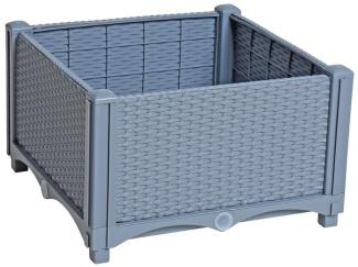 Blumenbeet Hochbeet Gemüsebeet 40x40x26 cm Pflanzbeet Polyrattan Grau