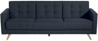 Julian Sofa 3-Sitzer mit Bettfunktion Flachgewebe Blau Buche Natur