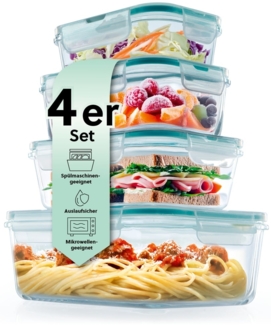 GOURMETmaxx Frischhaltedose Klick-it - 8-tlg, Glas/Kunststoff/Silikon, Gemüse Obst auslaufsicher augfbewahren transportieren