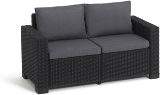 Dmora Outdoor-Sofa Roberval, Gartensofa, Terrassensofa, Sitzbank für draußen, 141x68 h72 cm, Anthrazit
