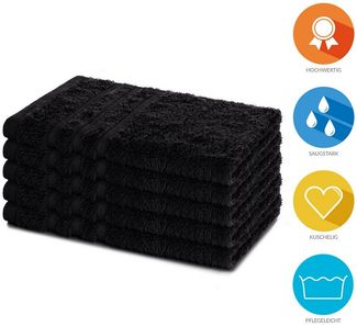 Lavea Gästehandtuch Elena, 30x50cm aus 100% Baumwolle, fusselfreies, pflegeleichtes hautfreundliches Gästehandtuch-Set (Set, 5-St), einzigartig weiche Frottee Gästehandtücher für jeden Hauttyp