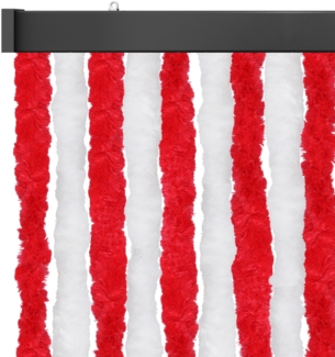 Flauschvorhang 56x185 Unistreifen rot - weiß