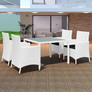 vidaXL 5-tlg. Garten-Essgruppe Poly Rattan Cremeweiß 42502