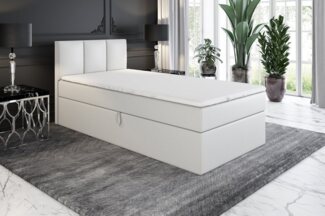 A&J MöbelLand GmbH Boxspringbett NASI mit Bettkästen, Bonell-Matratze und Topper