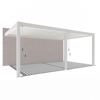 Weide Deluxe Plus | Wand Pergola | Voll Aluminium | 4 x 6 M | Lamellendach weiß