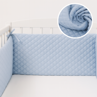 Bettnestchen 180x30 cm gesteppter Samt blau für Babybett