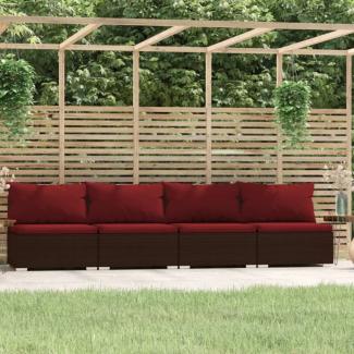 vidaXL 4-Sitzer-Sofa mit Kissen Braun Poly Rattan 317552