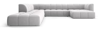 Micadoni Modulares Panorama Ecksofa Serena 7-Sitzer Samtstoff, Silber, Links