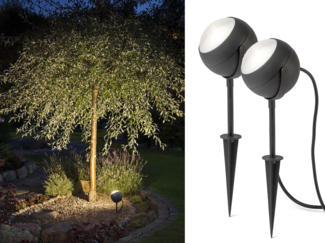 2er-Set LED-Erdspießstrahler Gartenstrahler LECCE 40cm Alu, schwenkbar, 4W, IP44