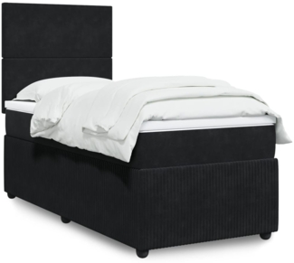 vidaXL Boxspringbett mit Matratze Schwarz 90x190 cm Samt 3294510