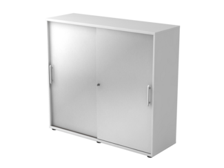 Schiebetürschrank 3 Ordnerhöhen, 120cm RE Weiß / Silber