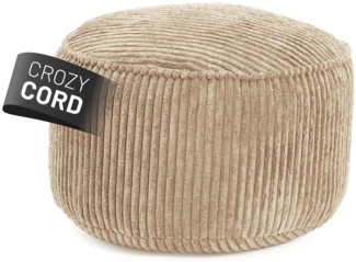 LUMALAND Sitzsack Pouf (Cord-Reihe), 50L - Bezug waschbar - Hocker & Ablage in 1 - Beige