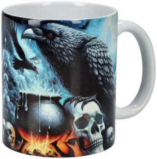 Figuren Shop GmbH Tasse Tasse - Dunkler Rabe der Nacht - Gothic Kaffeetasse Totenkopf Schädel, Keramik