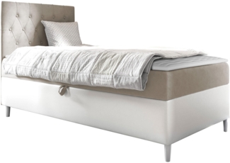 Boxspringbett 'Lenda Junior 1', beige, 100x200 cm, Links