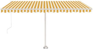 vidaXL Markise Manuell Einziehbar mit LED 450x350 cm Gelb Weiß 3069643