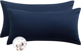 Blauer Kissenbezug Baumwolle 40x80 cm 2er Set mit Reißverschluss