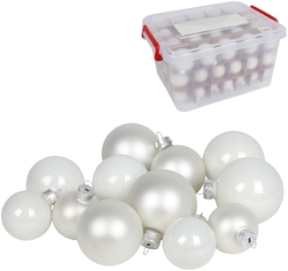 Glas-Weihnachtskugel-Set 72tlg + Box Weihnachtsbaumkugeln Christbaumschmuck Deko